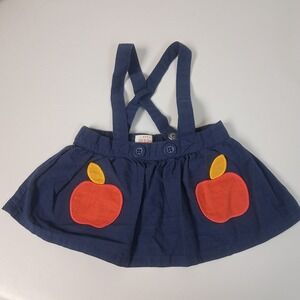 Cat & Jack Baby Girls Apple Pinafore Jumper Skirt 3–6‎ Months Navy 100% Cotton